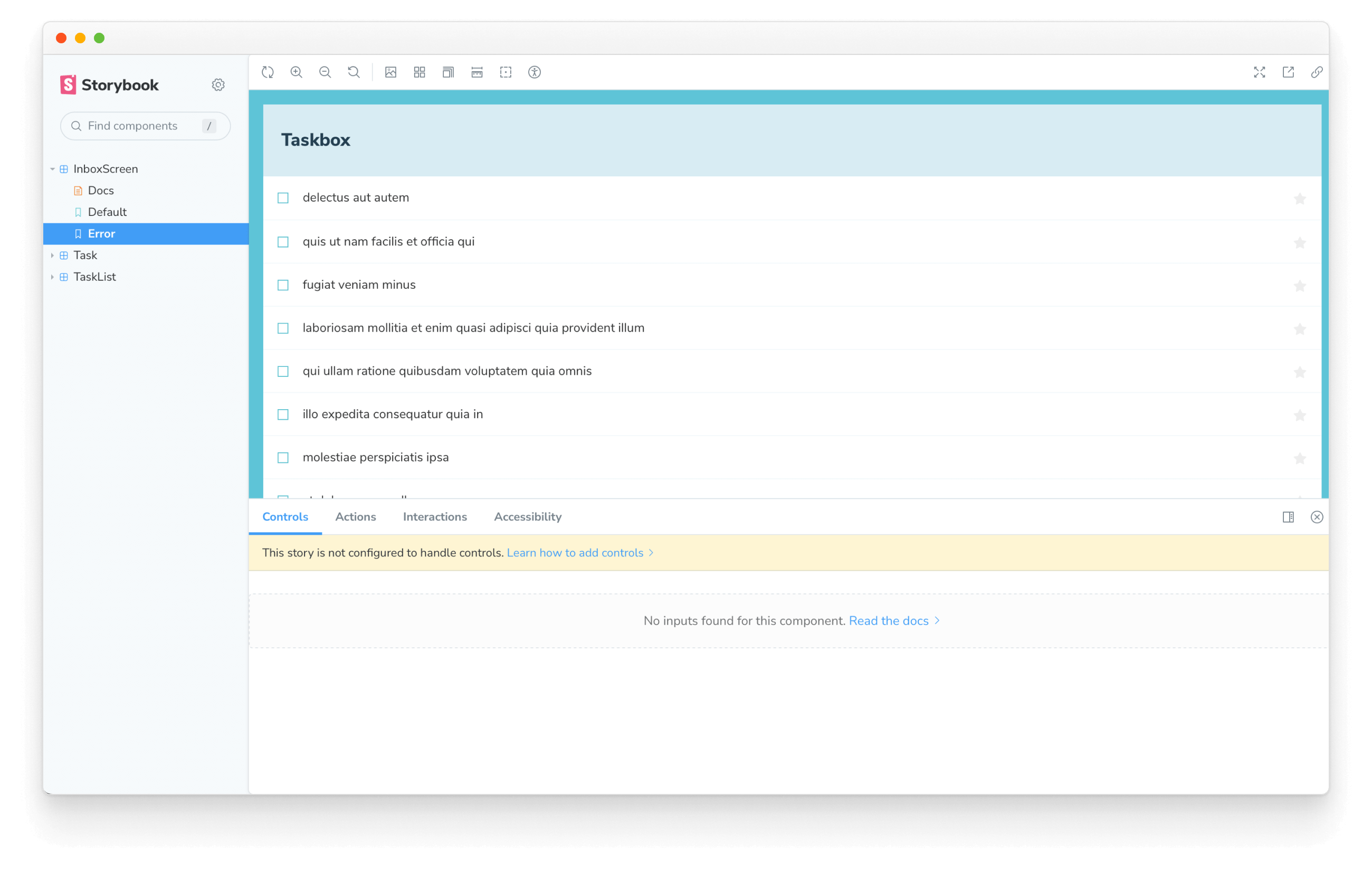 고장난 inbox 스크린 상태